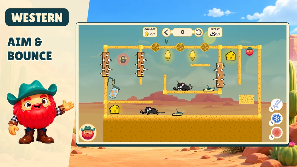 Promotional Jack artwork beside a framed Wild West gameplay screenshot.